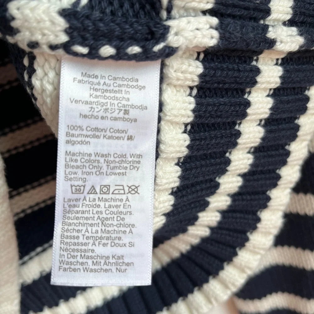 NWT J.Crew Women's Size XXS Rollneck sweater in Navy/White stripes - Picture 9 of 10